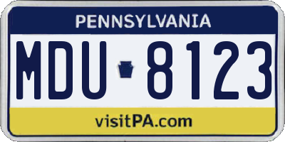 PA license plate MDU8123