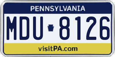 PA license plate MDU8126