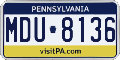 PA license plate MDU8136