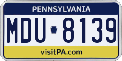 PA license plate MDU8139