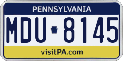 PA license plate MDU8145