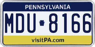 PA license plate MDU8166