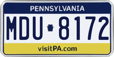 PA license plate MDU8172
