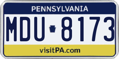 PA license plate MDU8173