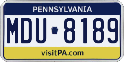 PA license plate MDU8189