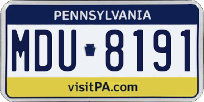 PA license plate MDU8191