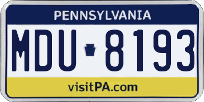 PA license plate MDU8193