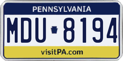 PA license plate MDU8194