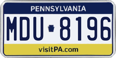 PA license plate MDU8196