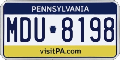 PA license plate MDU8198