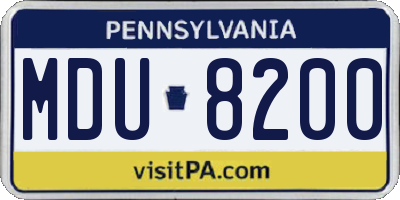 PA license plate MDU8200