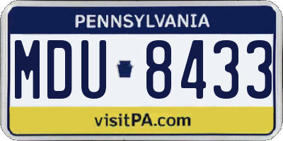 PA license plate MDU8433