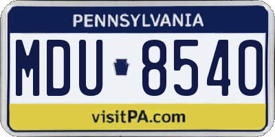 PA license plate MDU8540