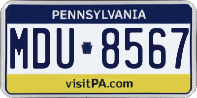 PA license plate MDU8567