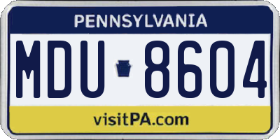PA license plate MDU8604