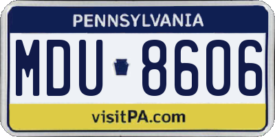 PA license plate MDU8606