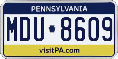 PA license plate MDU8609