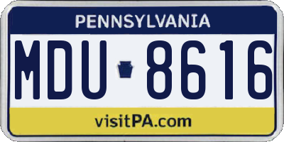 PA license plate MDU8616