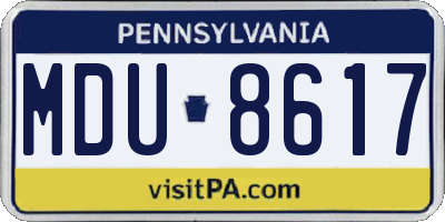 PA license plate MDU8617