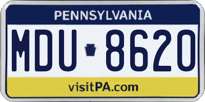 PA license plate MDU8620