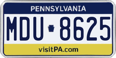 PA license plate MDU8625
