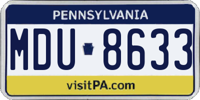 PA license plate MDU8633