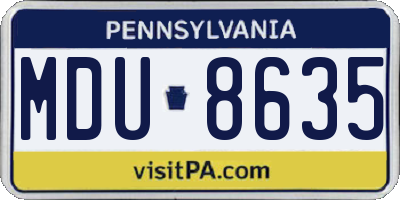 PA license plate MDU8635