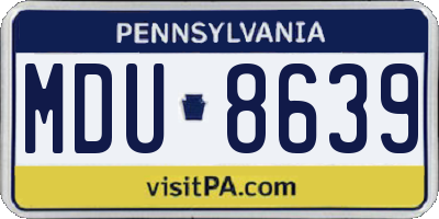 PA license plate MDU8639