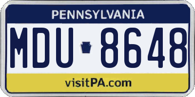 PA license plate MDU8648