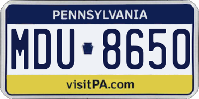 PA license plate MDU8650