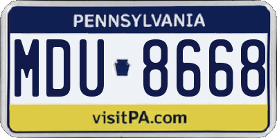 PA license plate MDU8668