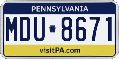 PA license plate MDU8671