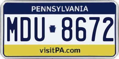 PA license plate MDU8672