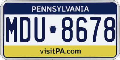 PA license plate MDU8678