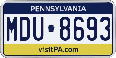 PA license plate MDU8693