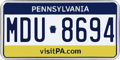 PA license plate MDU8694