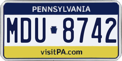 PA license plate MDU8742