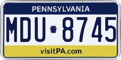 PA license plate MDU8745