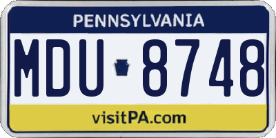 PA license plate MDU8748