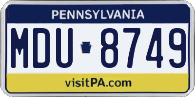 PA license plate MDU8749