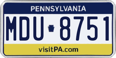 PA license plate MDU8751