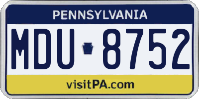 PA license plate MDU8752