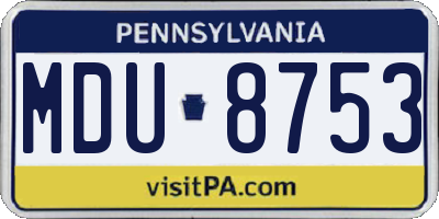 PA license plate MDU8753