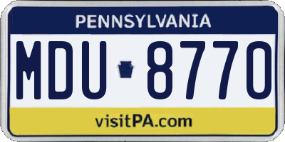 PA license plate MDU8770