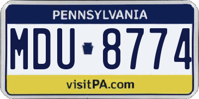 PA license plate MDU8774