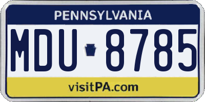 PA license plate MDU8785