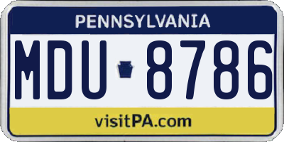 PA license plate MDU8786