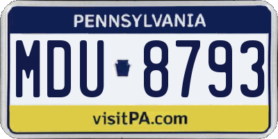PA license plate MDU8793