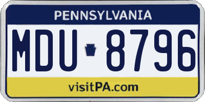 PA license plate MDU8796