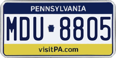 PA license plate MDU8805
